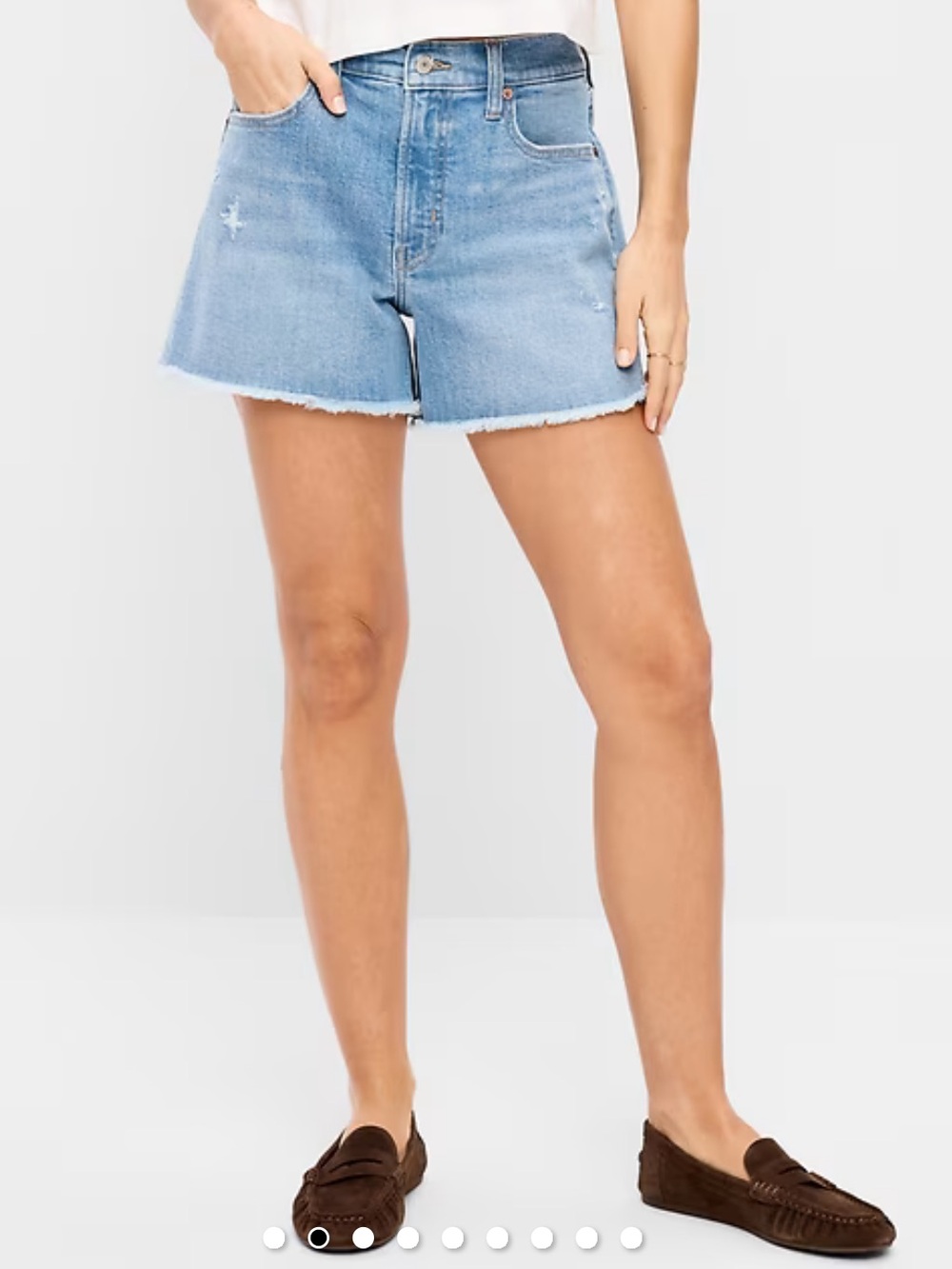 Old Navy High-Rise O.G. Light Denim High-Waist Frayed Hem Shorts Size 6 4 inch